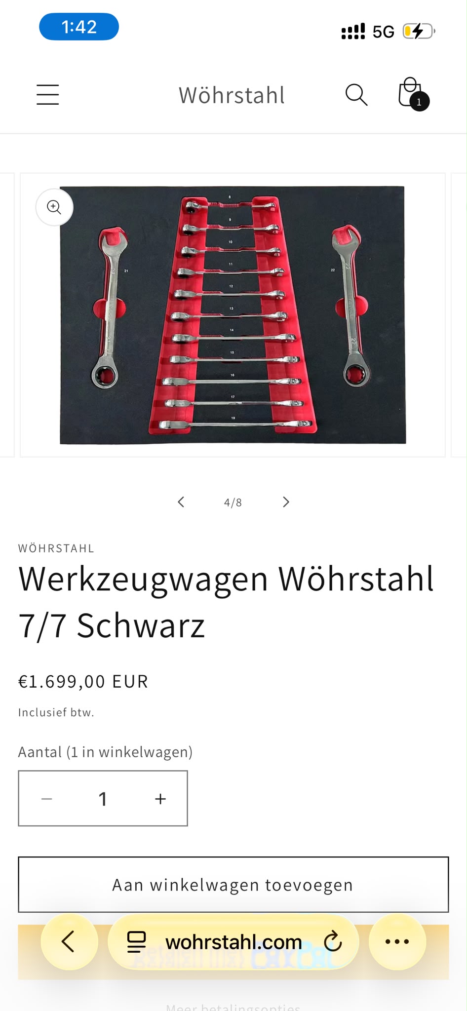 Wöhrstahl 7/7 Sort Verktøyvogn thumbnail 2