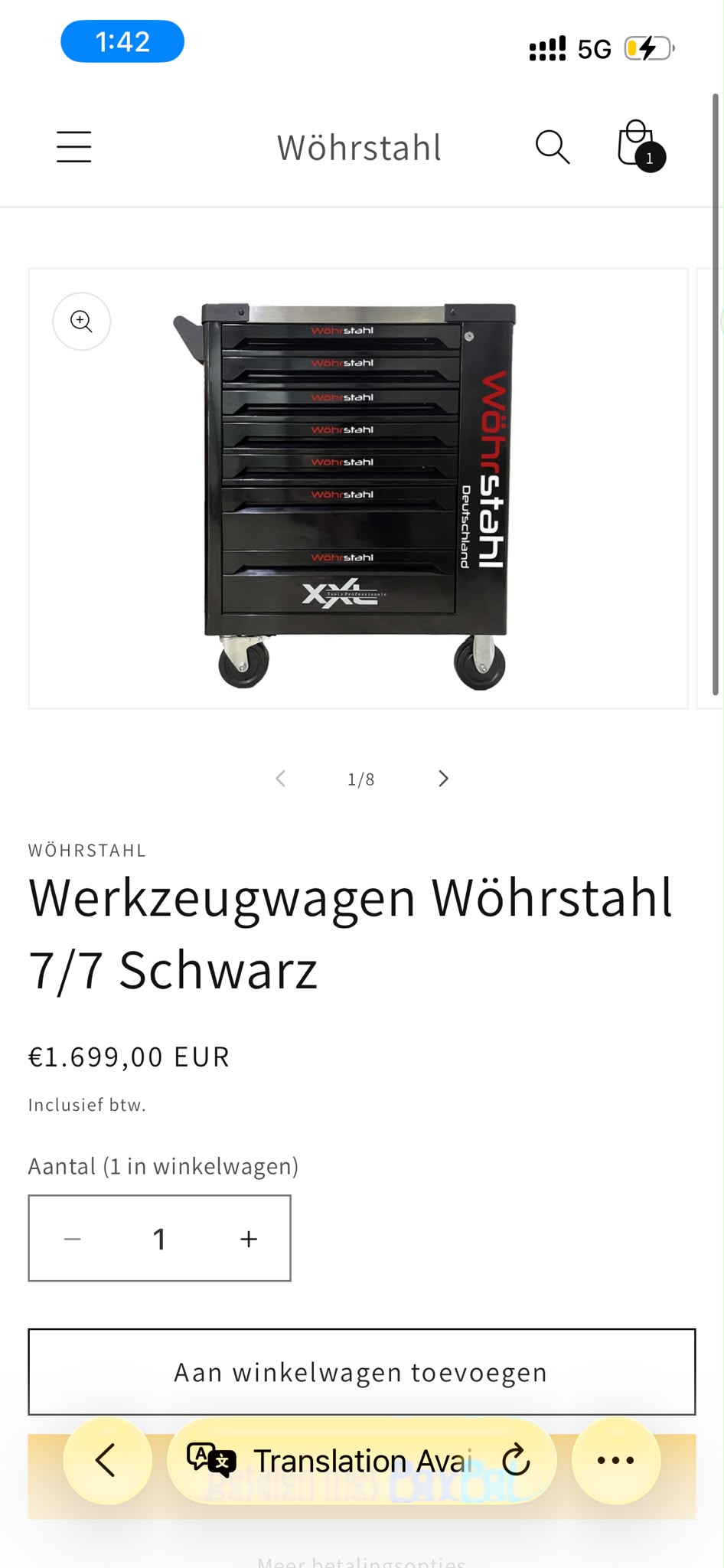 Wöhrstahl 7/7 Sort Verktøyvogn