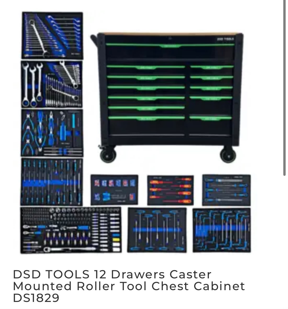 DSD Tools 12-Skuffers Verkstedvogn med Hjul (DS1829)