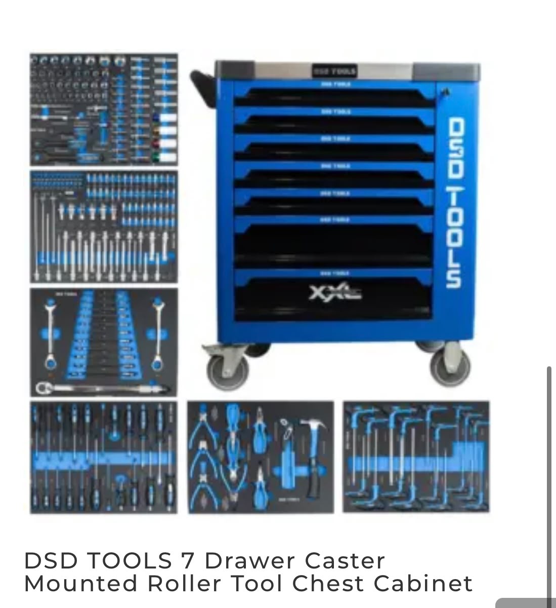 DSD Tools 7-Skuffers Verkstedvogn med Hjul (Blå XXL)