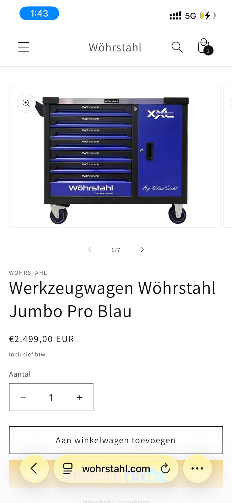 Wöhrstahl Jumbo Pro Blå Verktøyvogn