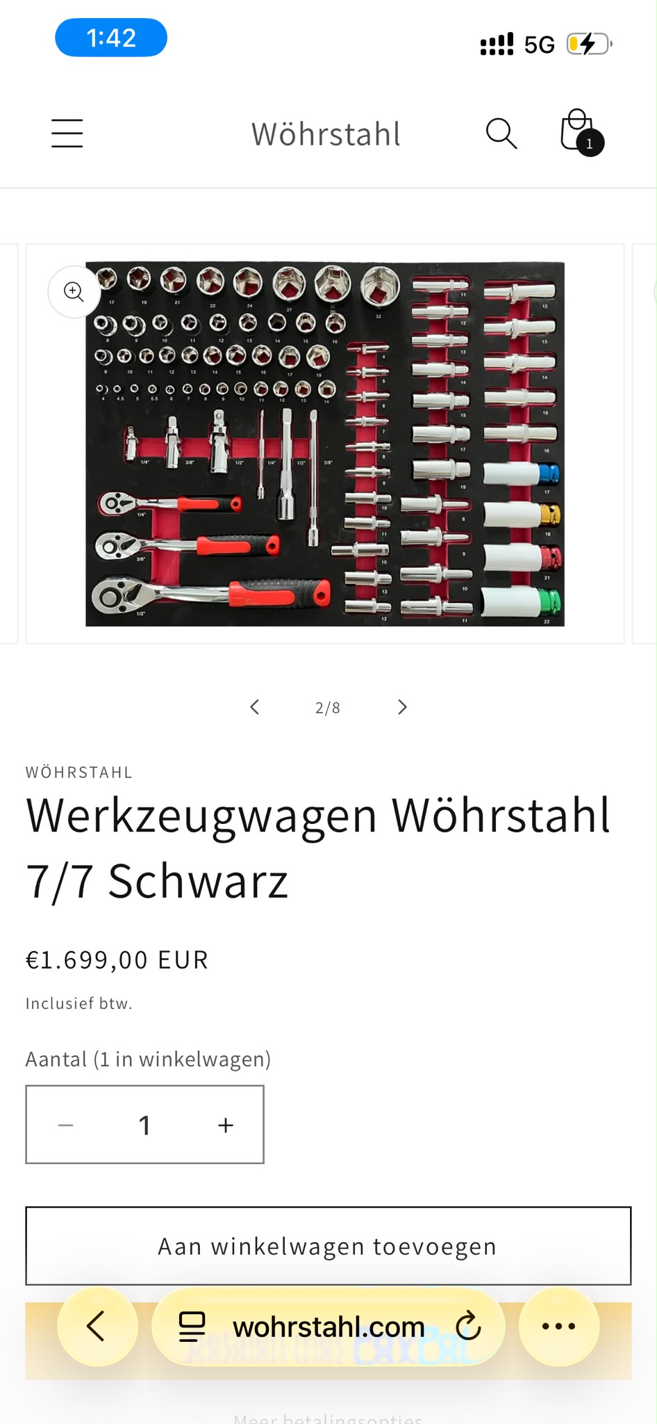 Wöhrstahl 7/7 Rød Verktøyvogn thumbnail 2