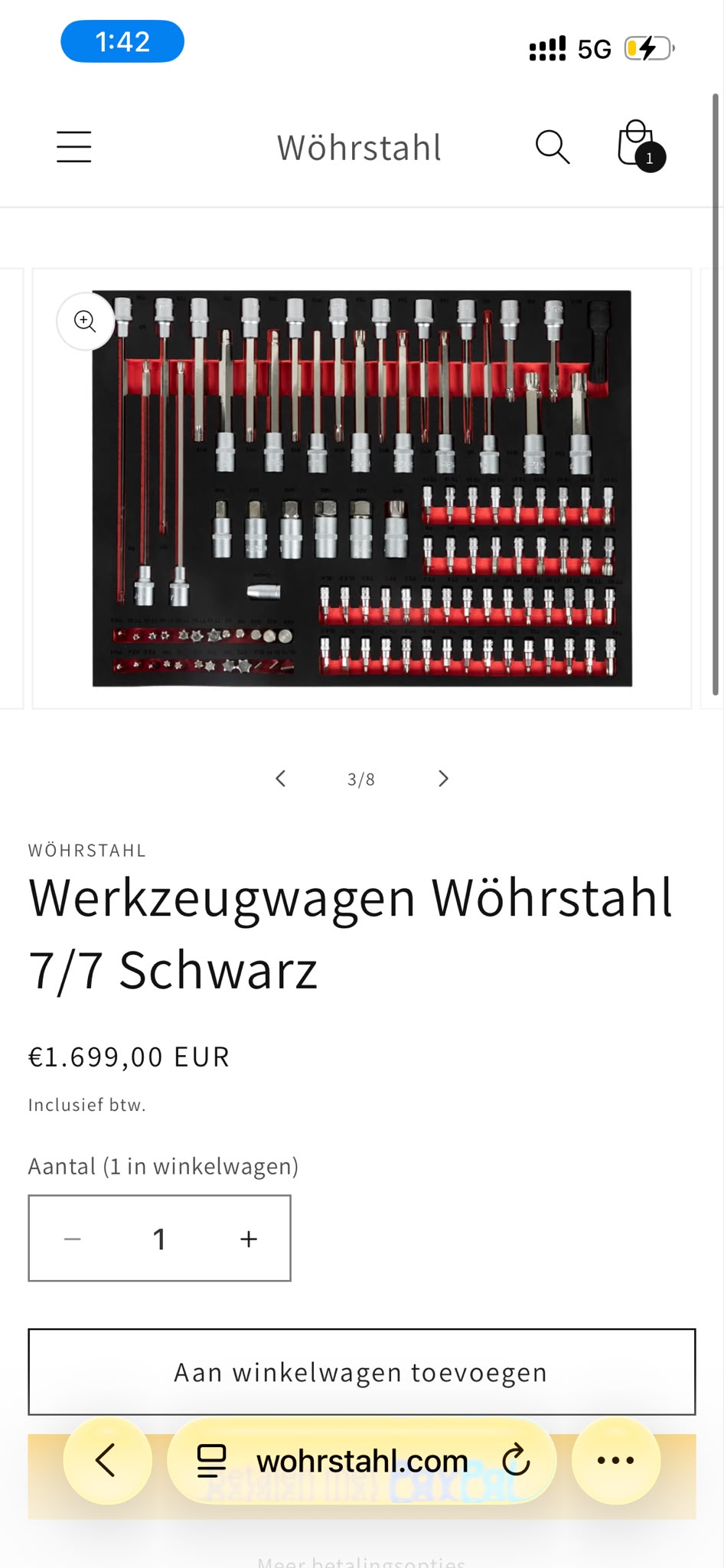 Wöhrstahl 7/7 Rød Verktøyvogn thumbnail 3