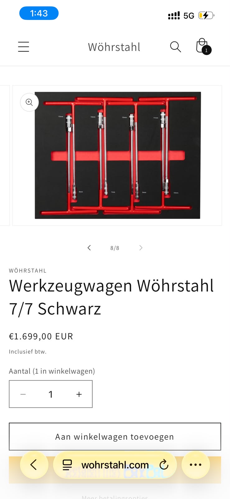 Wöhrstahl 7/7 Rød Verktøyvogn thumbnail 4