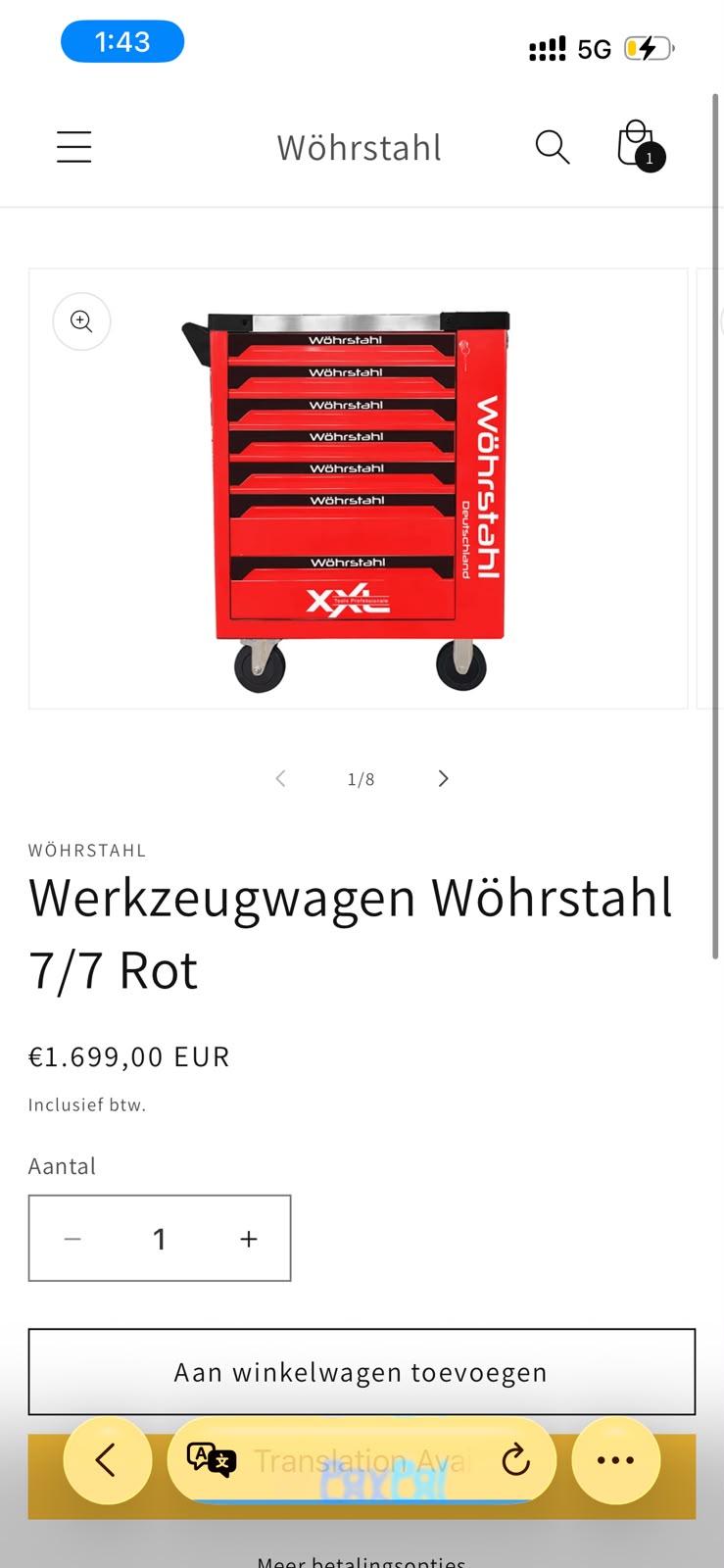 Wöhrstahl 7/7 Rød Verktøyvogn